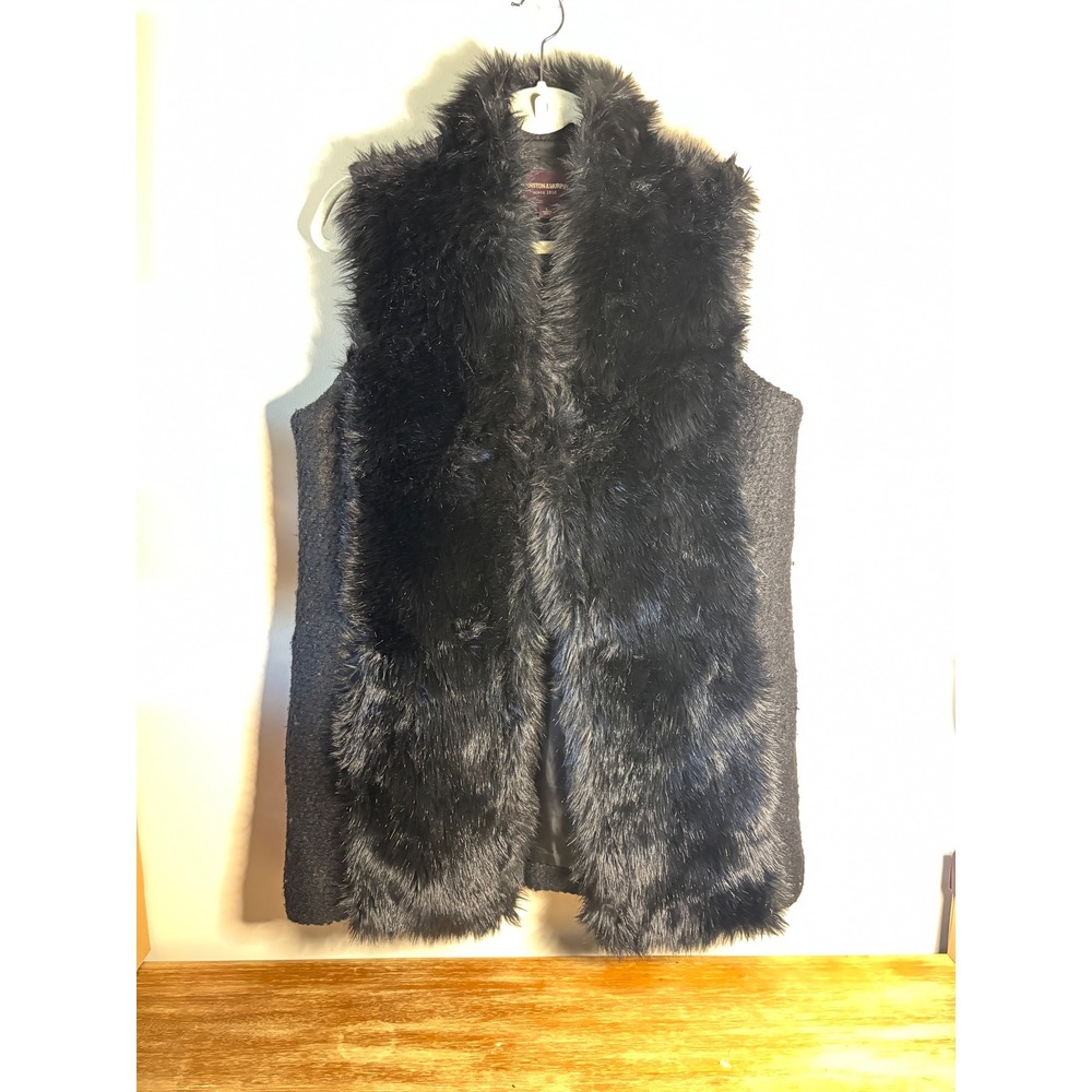 Johnston Murphy Women Black Faux Fur Vest Size L‎